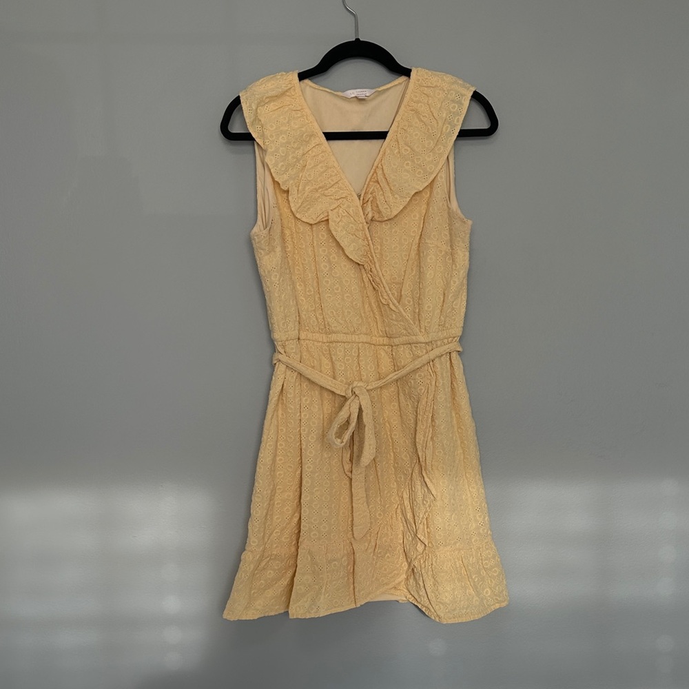 LC Lauren Conrad Light Yellow Lace Mini Dress